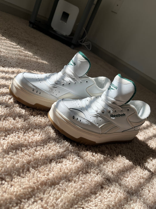 Cream, Green, White Reebok Sneakers