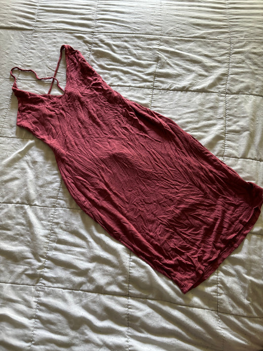 Criss Cross Detailed Pink Midi Dress