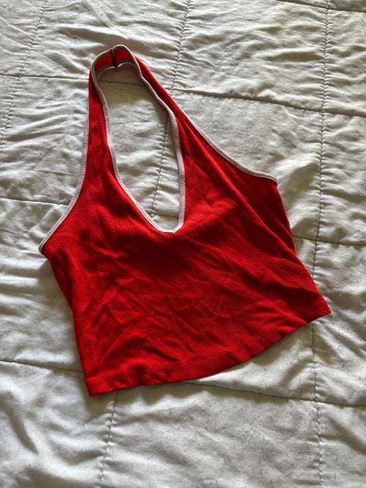 Red Halter Cropped Top