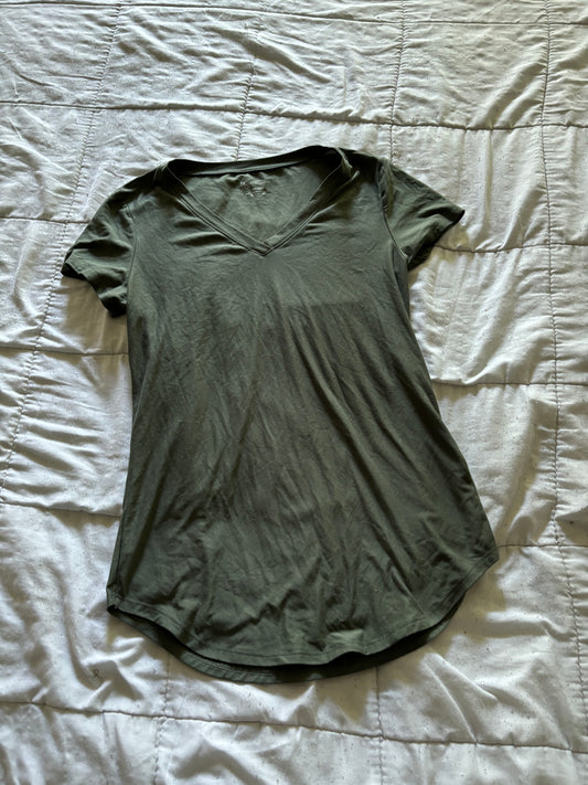 Plain Green V-Neck Tee