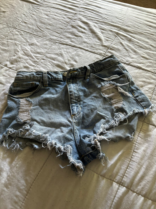Large Distressed Blue Jean Shorts